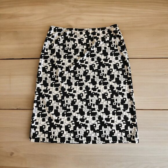 Sassy Womens Mini pencil Skirt Large Black White Geometric Preppy Whimsy Goth - Picture 1 of 6